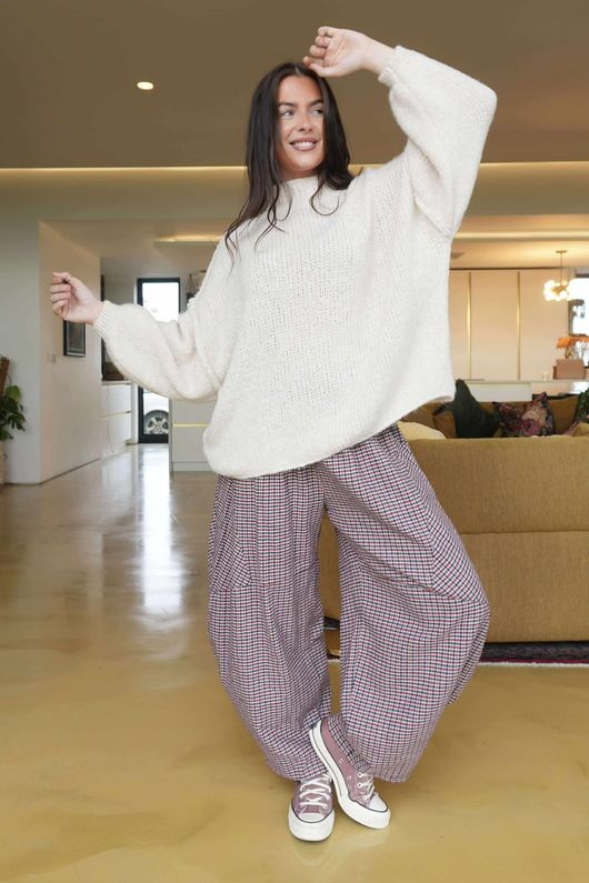 Big Softie Funnel Grunge Knit Ecru